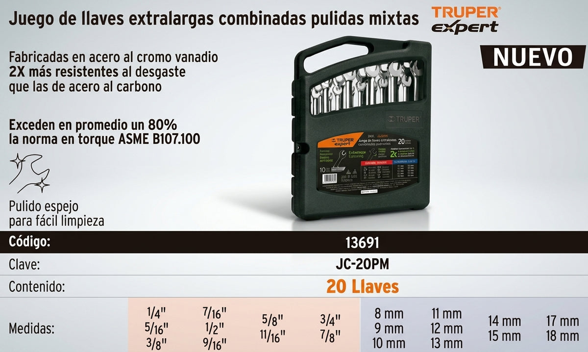 juego-de-20-llaves-extralargas-combinadas-truper-expert-estuche - vimarq.com | El Salvador2