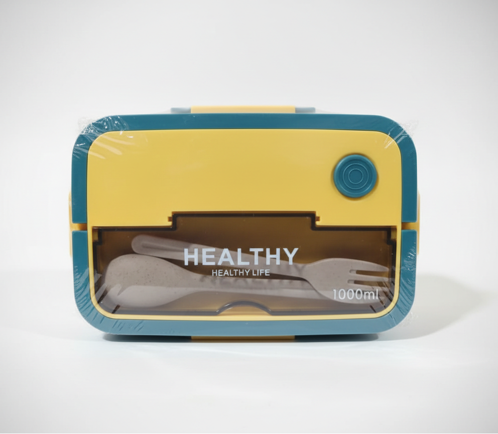 lonchera-healthy-1000ml-amarilla-cubiertos-vimarq.com | El Salvador