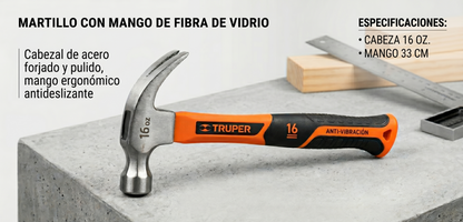 martillo-truper-16oz-mango-fibra-vidrio-antivibracion - vimarq.com | El Salvador1