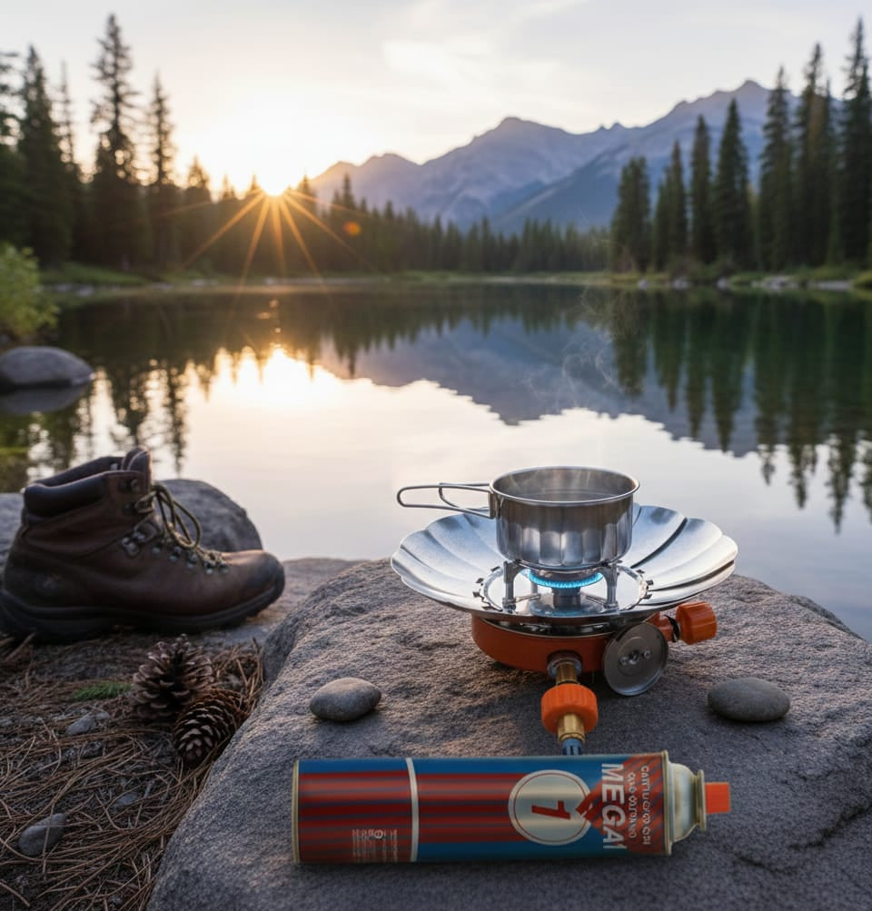 ocina de camping portatil con gas butano en lago - vimarq.com | El Salvador