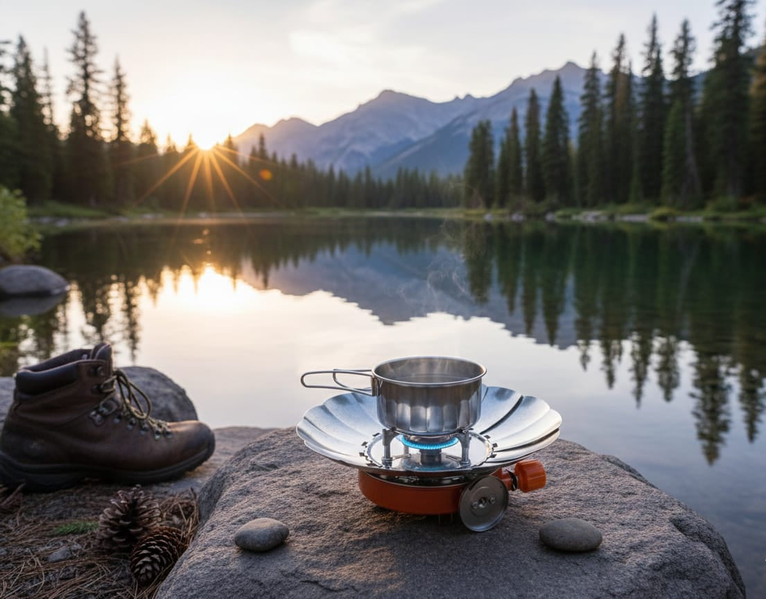 ocina de camping portatil con gas butano en lago - vimarq.com | El Salvador