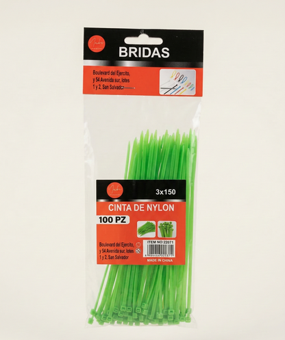 paquete-cinchas-plasticas-nylon-verdes-3x150mm-100-piezas-vimarq-com-el-salvador