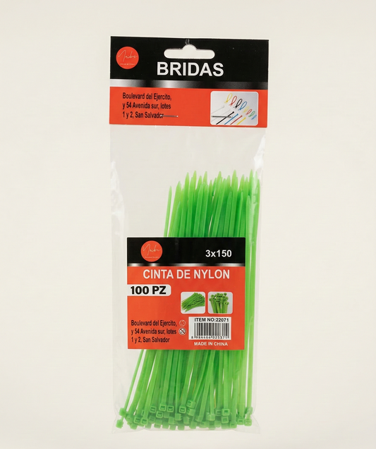 paquete-cinchas-plasticas-nylon-verdes-3x150mm-100-piezas-vimarq-com-el-salvador