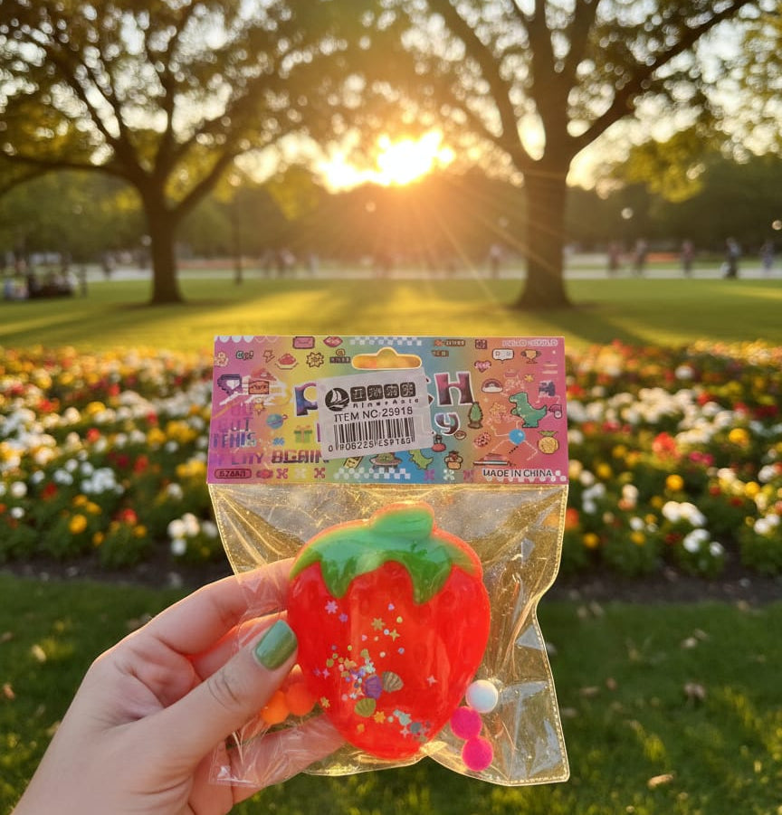 pelota-antiestres-fresa-squishy-glitter-pompones-vimarq.com-El-Salvador