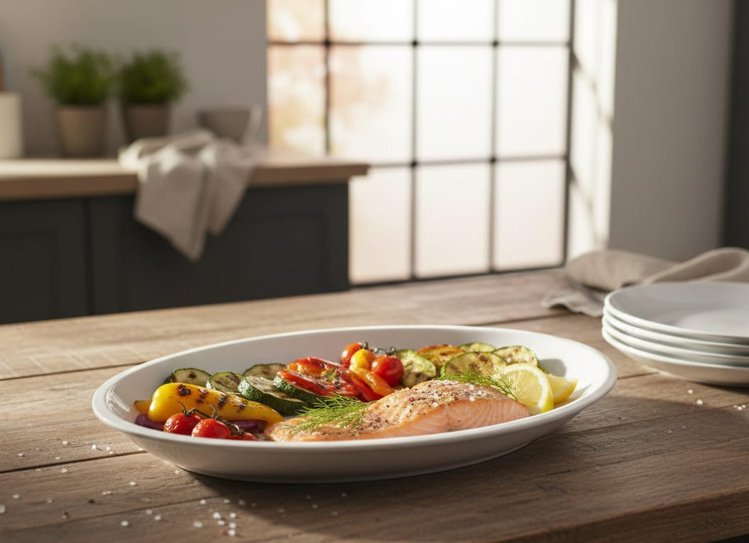 plato-ovalado-blanco-servir-salmon-comida-vimarq.com-el-salvador