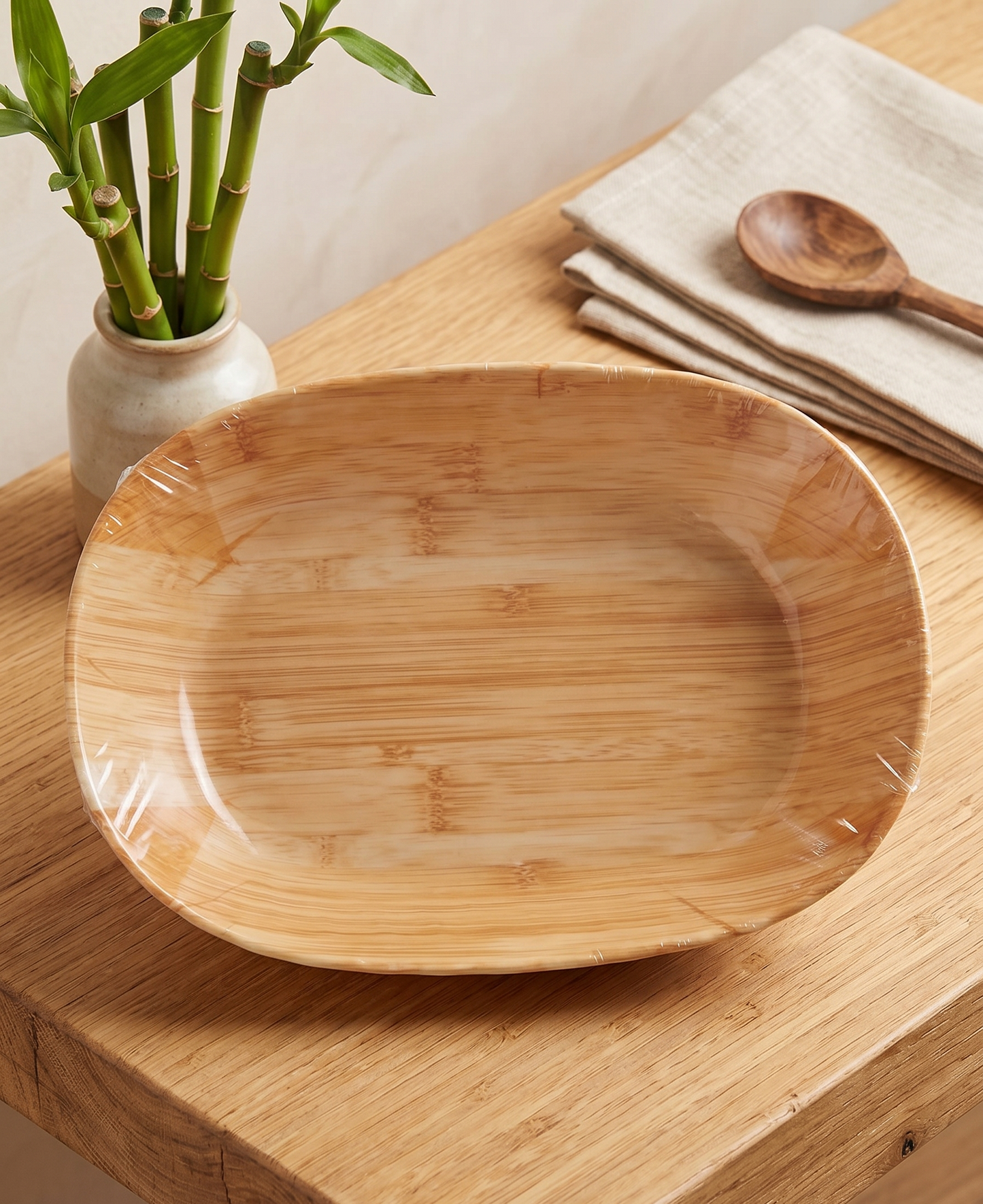 plato-ovalado-melamina-diseño-bambu-26x18cm-vimarq-el-salvador - vimarq.com | El Salvador