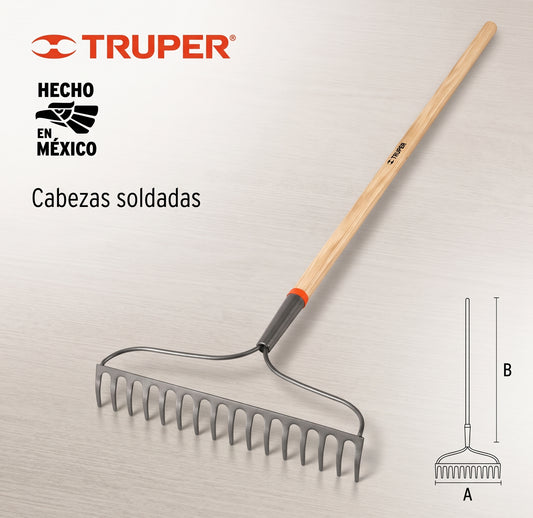 rastrillo-curvo-jardinero-truper-16-dientes-madera - vimarq.com | El Salvador1