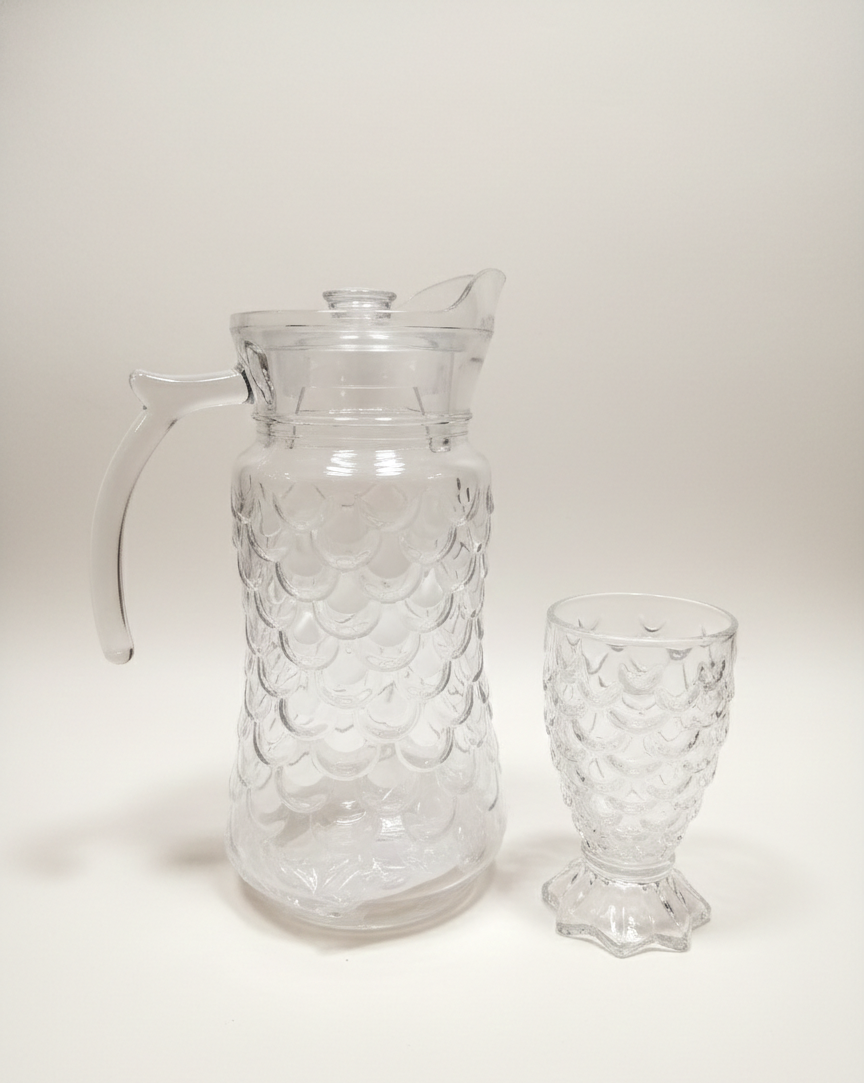 set-copa-y-pichel-vidrio-7-piezas-escamas-vimarq.com | El Salvador