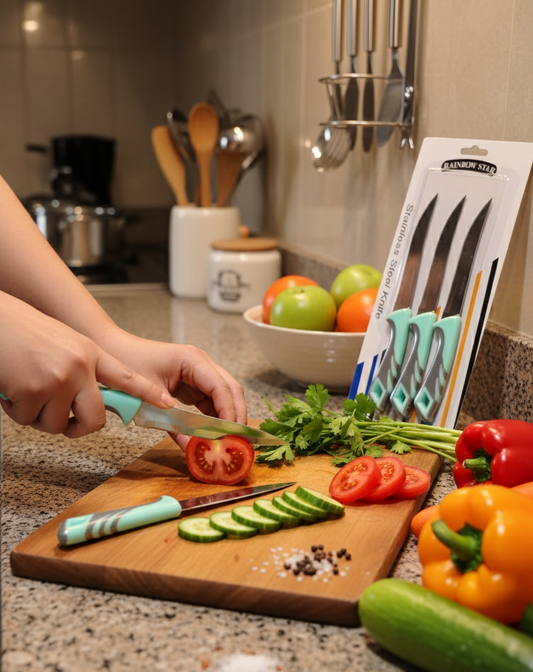 set-cuchillos-acero-inoxidable-rainbow-star-mango-ergonomico-vimarq-com-el-salvador