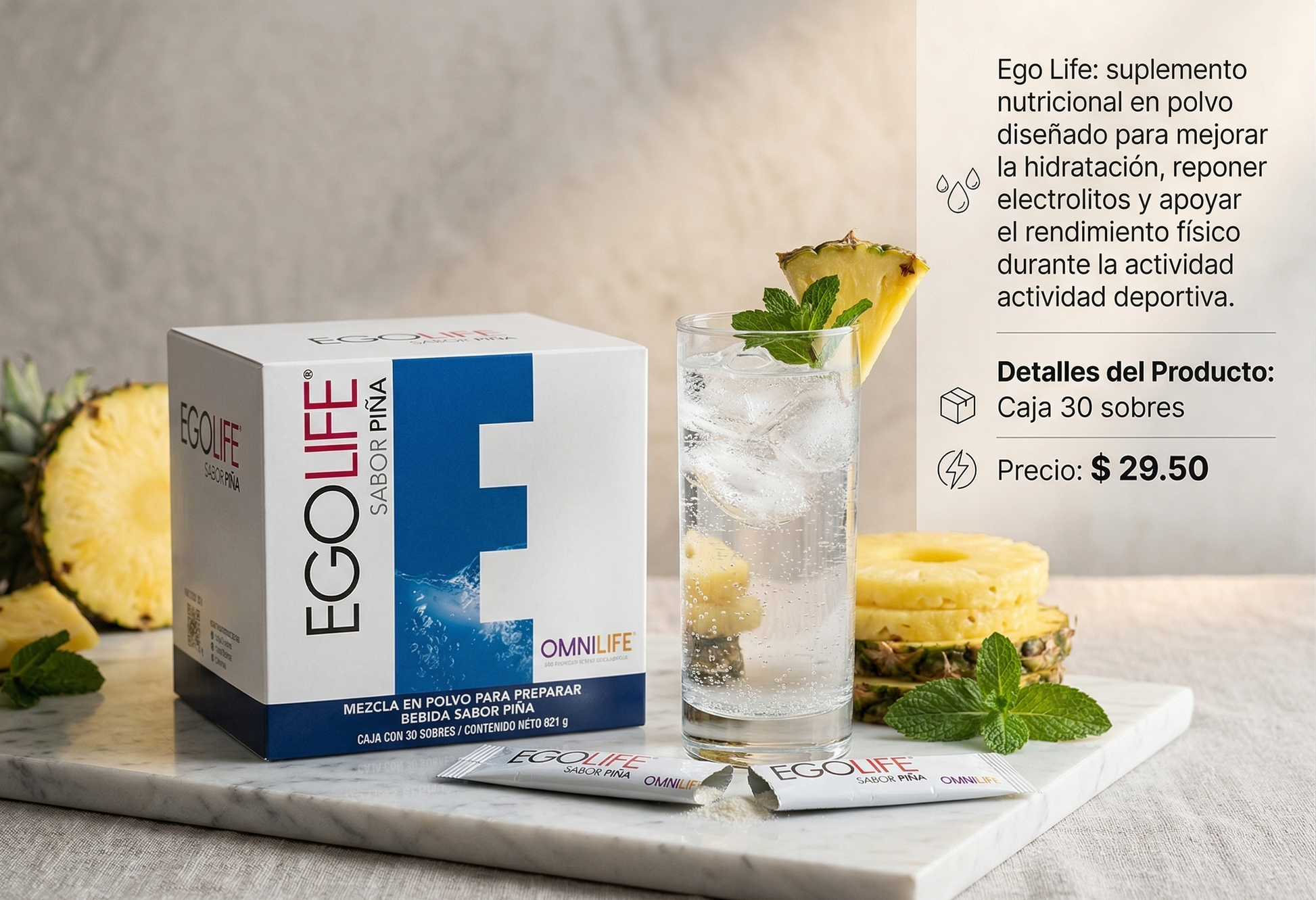 suplemento-hidratante-ego-life-pina-omnilife-caja-30-sobres - vimarq.com | El Salvador