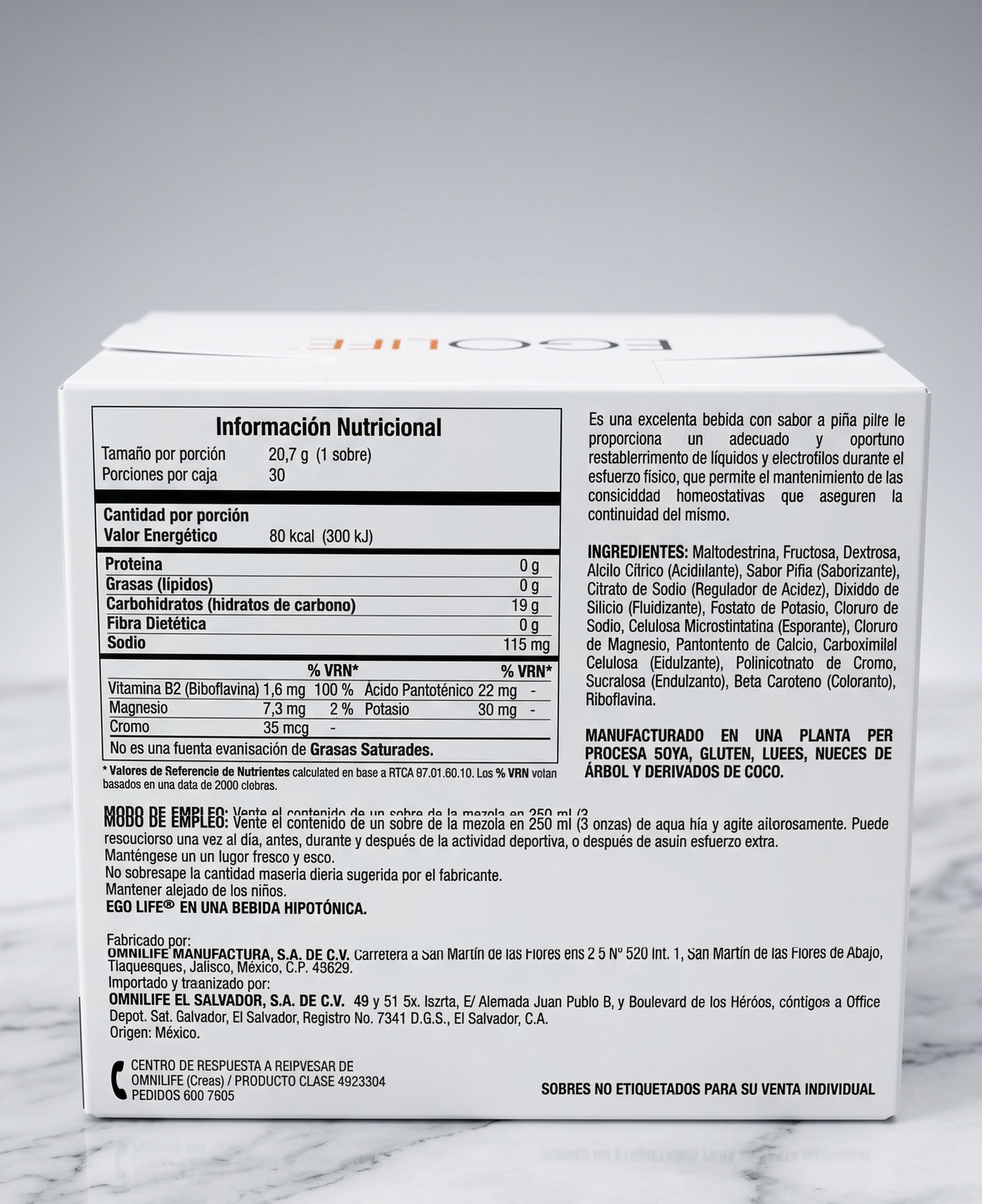 suplemento-hidratante-ego-life-pina-omnilife-caja-30-sobres - vimarq.com | El Salvador