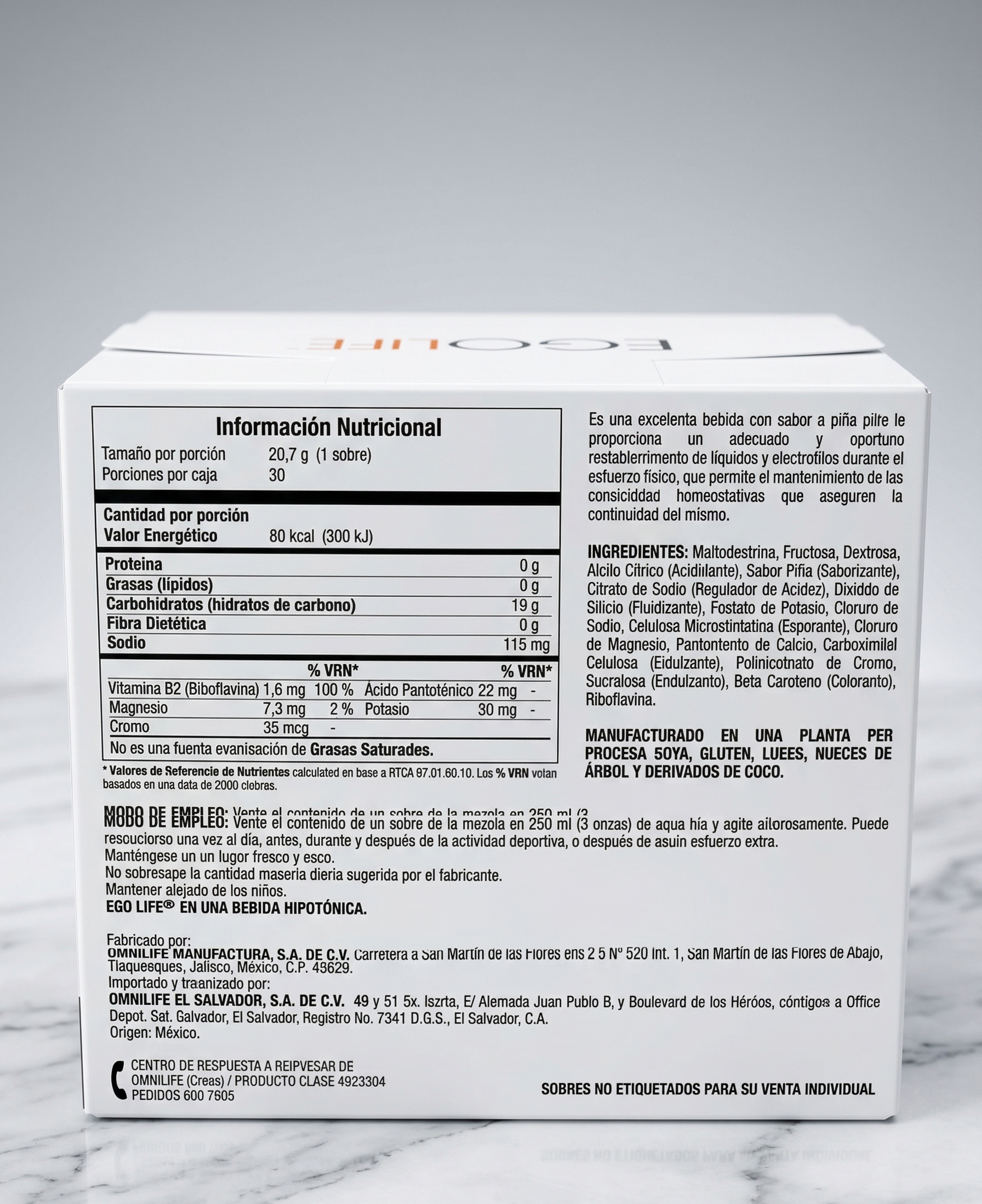 suplemento-hidratante-ego-life-pina-omnilife-caja-30-sobres - vimarq.com | El Salvador