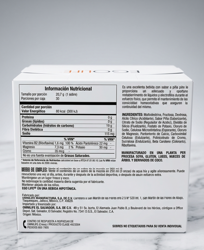 suplemento-hidratante-ego-life-pina-omnilife-caja-30-sobres - vimarq.com | El Salvador