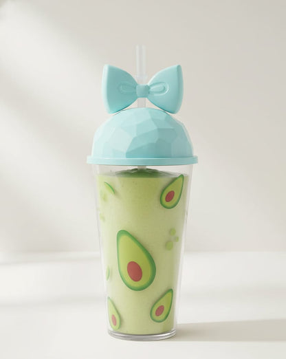 vaso-tumbler-aguacate-tapa-domo-azul-moño-vimarq.com | El Salvador