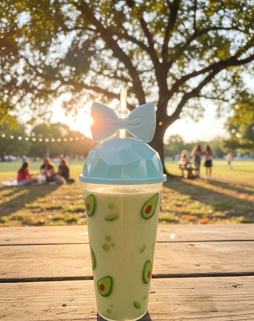 vaso-tumbler-aguacate-tapa-domo-azul-moño-vimarq.com | El Salvador3